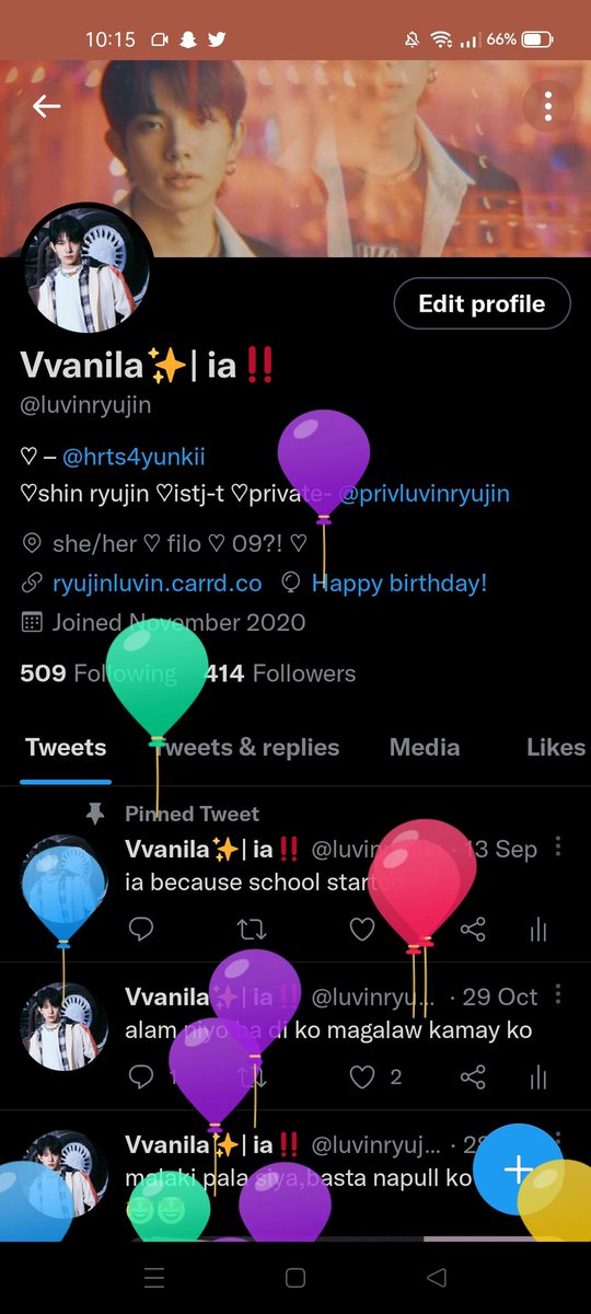 luvinryujin's tweet photo. Twitter gave me balloons!! https://t.co/q9EPxqJGSW