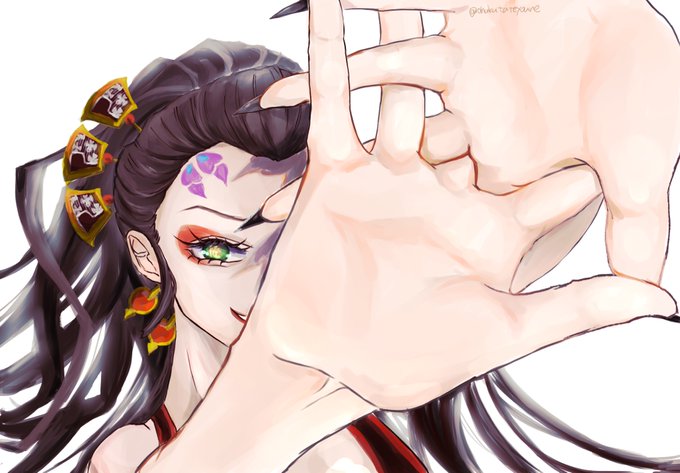 おはかさんがTwitterに投稿した堕姫(鬼滅の刃)のイラスト。