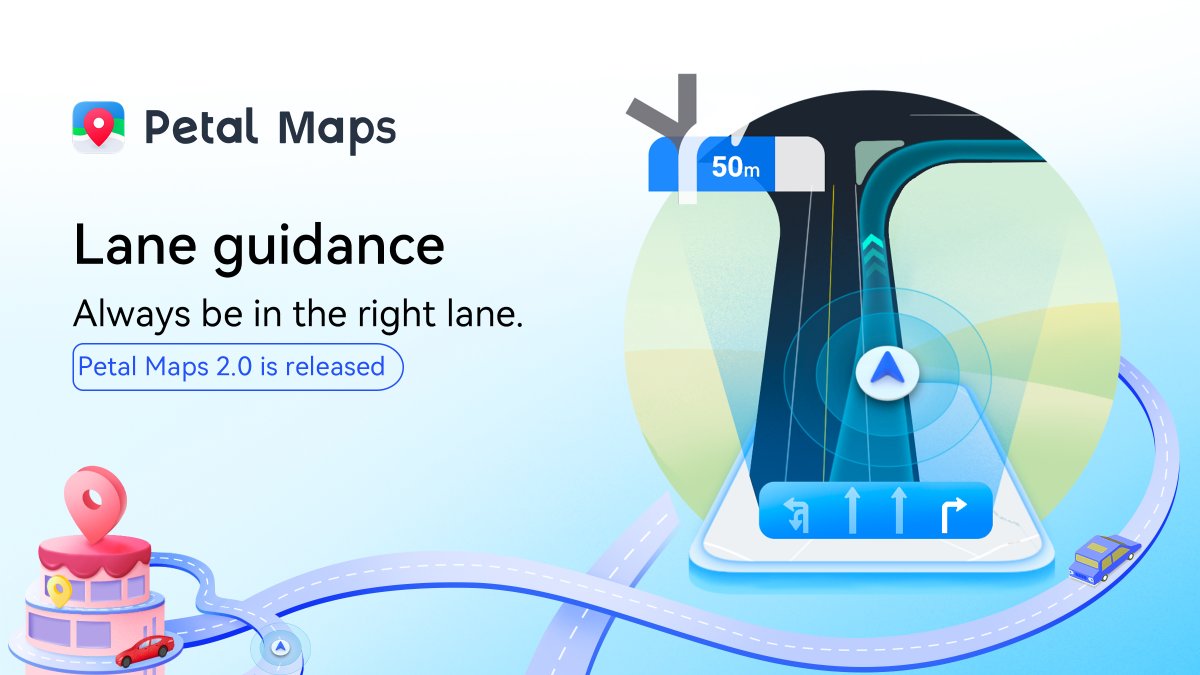 petalmaps's tweet photo. Our new #Petalmaps provides lane-level guidance. Half-screen dynamic lane-level guidance displays simulated road scenarios and driving routes on the navigation interface may provide clearer navigation guidance for users. Now we have covered 22 countries!😬 https://t.co/mMXzdNG98T