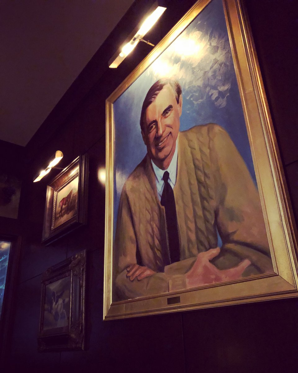 andypickens's tweet photo. @doughboyspod @NeginFarsad the one in Pittsburgh has a giant portrait of Mr. Rogers on the wall, extra fork just for that. the steak was very good too https://t.co/4cpA0H542C