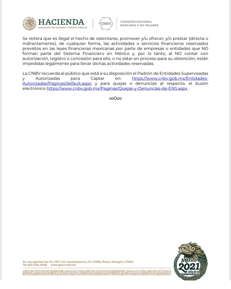 cnbvmx's tweet photo. La #CNBV con base en la normatividad aplicable y en cumplimiento de sus facultades, ordenó a la sociedad ARAS (ARAS INVESTMENT BUSINESS GROUP, S.A.P.I. DE C.V.), la suspensión de actividades reservadas. 

#AvisoImportante: https://t.co/0IcL3SxFQ1 https://t.co/kn09obkHkx