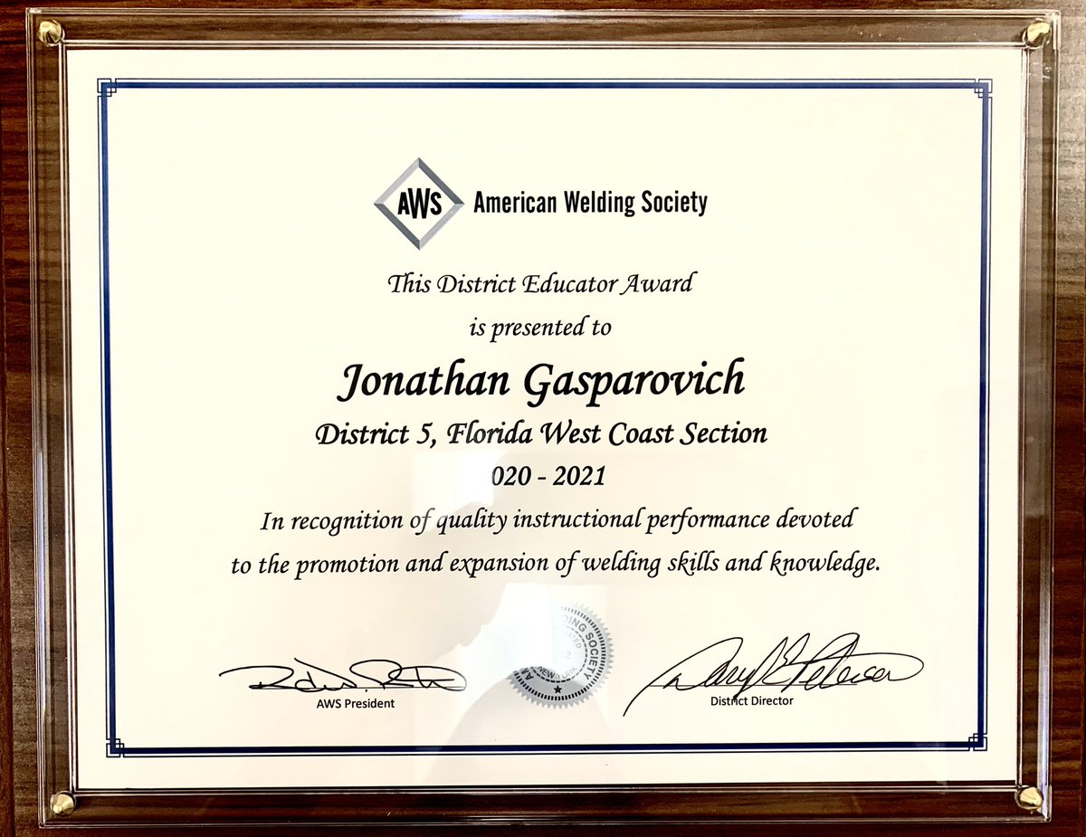 Congratulations to our welding instructor Jonathan Gasparovich 🎉🎈
Well deserved!! 👏👏👏
<a href="/lrw421/">Lauren Walden Ebert</a> 
#FloridaTechnicalCollege