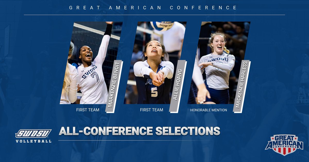 SWOSUvolleyball's tweet photo. A HUGE congratulations to all three of our All-Conference Bulldogs! https://t.co/Sj7zIF0KIr