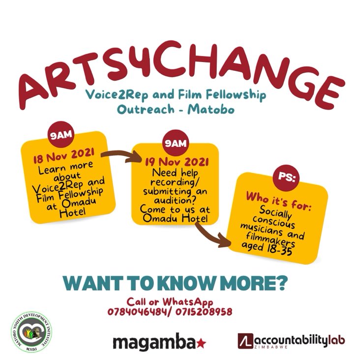 Voice2RepZW's tweet photo. We are in Matobo and Mutare today and tomorrow, to recruit our next cohort of Voice2Rep artists. Through a collaborative community outreach with @MatoboYouth and @NhimbeYouth we hope to get more young people in these communities auditioning.
#Time2Represent #Voice2RepZW https://t.co/3JZmPKJ7Gm