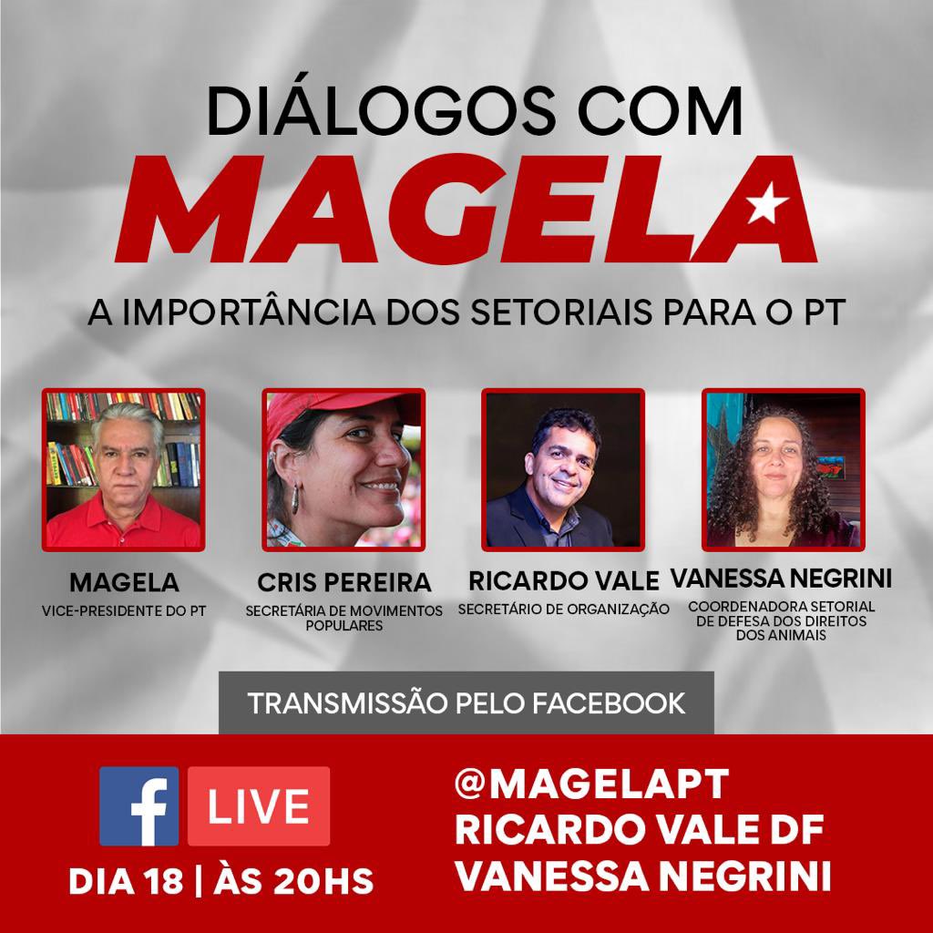 ricardovaledf's tweet image. Participem!!! Pelo Facebook do @MagelaPT , amanhã às 20h. ✅ #ptdf #valelutar #Lula2022 #LulaNoPrimeiroTurno