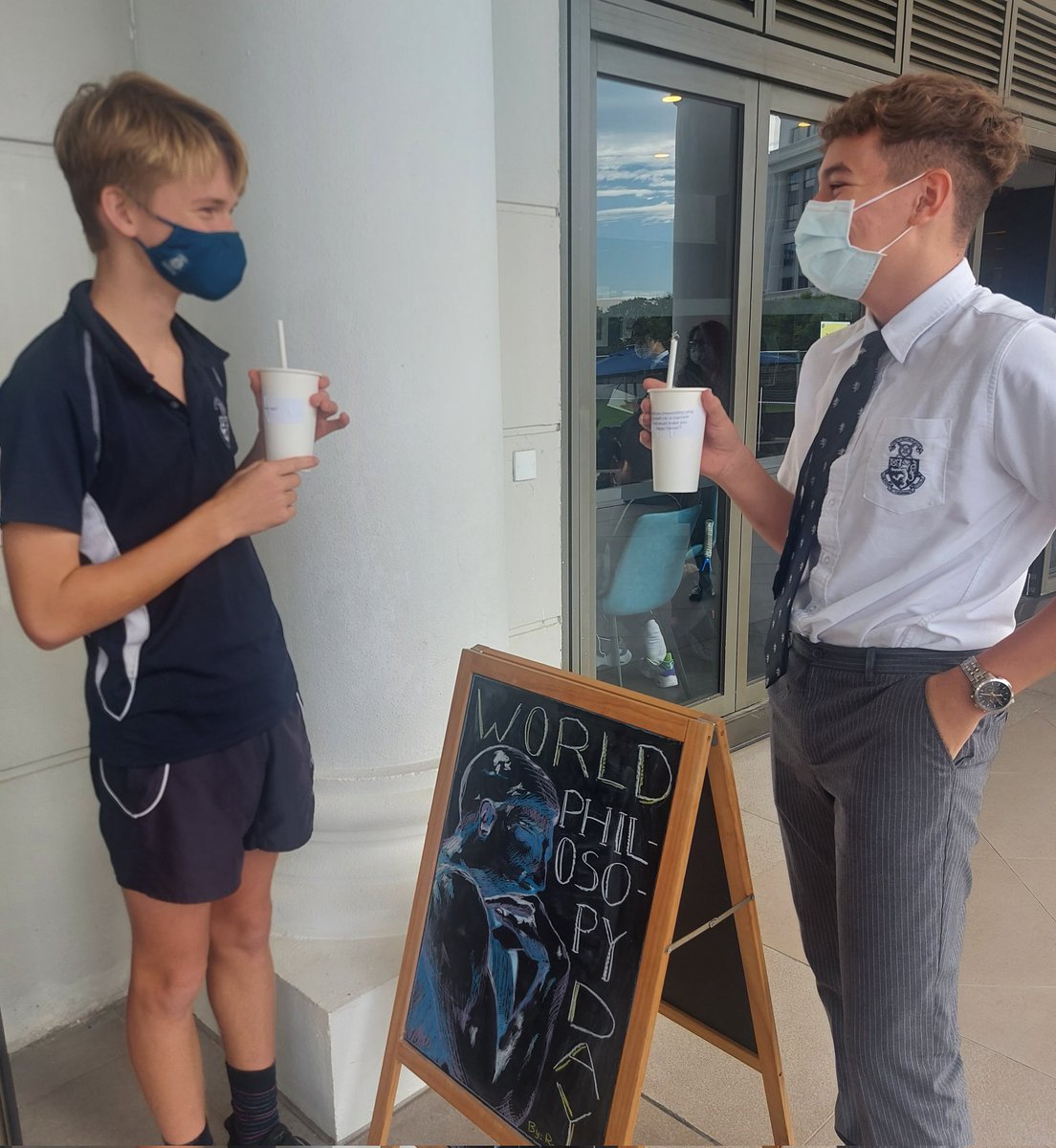 HarrowHKPRS's tweet photo. Pupils have been celebrating World Philosophy Day @Harrow_HK with questions over coffee at break! #WorldPhilosophyDay https://t.co/b7dVJr1ke3