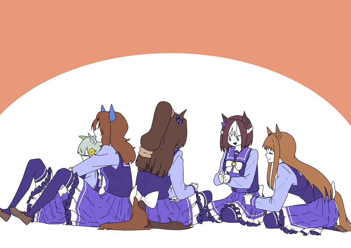 grass wonder (umamusume) ,king halo (umamusume) ,seiun sky (umamusume) ,special week (umamusume) multiple girls animal ears tail horse tail horse ears tracen school uniform brown hair  illustration images