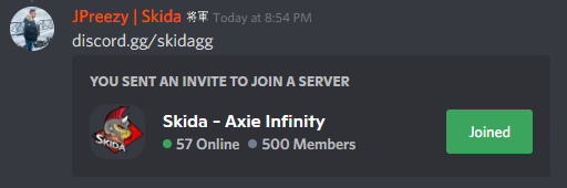 SkidaGG's tweet photo. HAPPY 500 DISCORD MEMBERS!!🎉🔥
LEZZGAWW!🥳

DISCORD: https://t.co/3g20RMbY5n

#WeBuildInSilence #SkidaNumbawan #AxieInfinity https://t.co/sJI377cVME