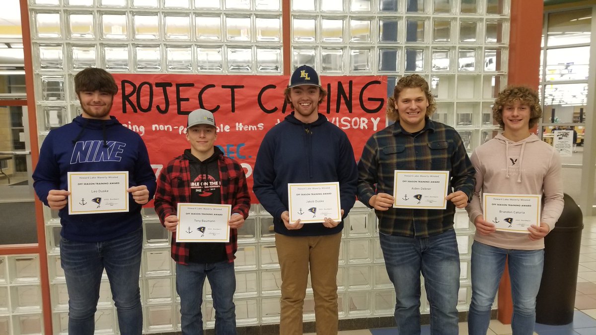 Offseason Award! These guys all play multiple sports and attend nearly every strength and conditioning session and summer practice. Great job Leo Duske, Tony Baumann, Jakob Duske, Aiden Debner, and Brandon Caturia!