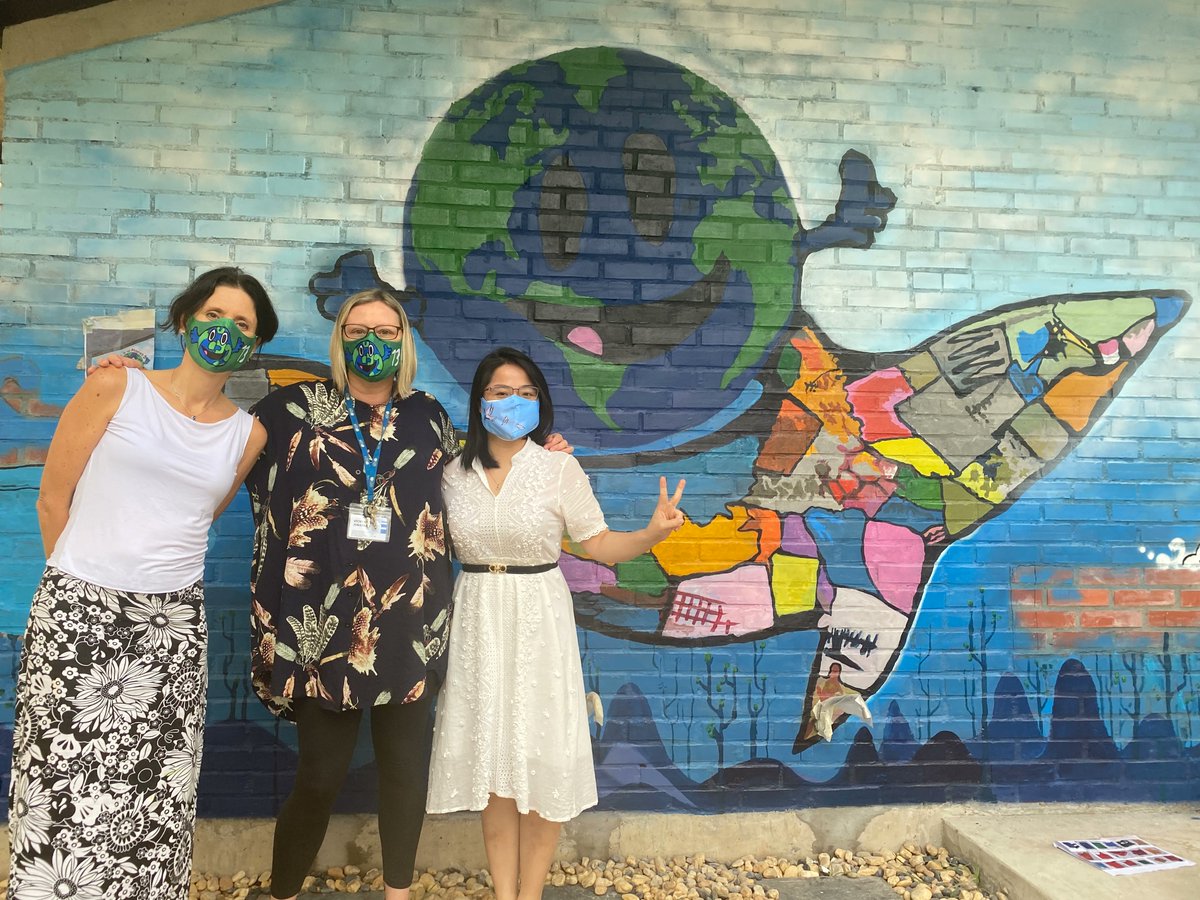 UNIS_Hanoi's tweet photo. Over 100 #UNISHanoi stdts participated in a Mask'erade Design competition as part of our #UNovember celebrations. 2 wks ago, 6 designs promoting Climate Action were chosen &amp; now they've been manufactured for our community. 

#UNovember #LearningtoInspire #UniquelyUNIS  #UNSDG https://t.co/eNzEhDhab3