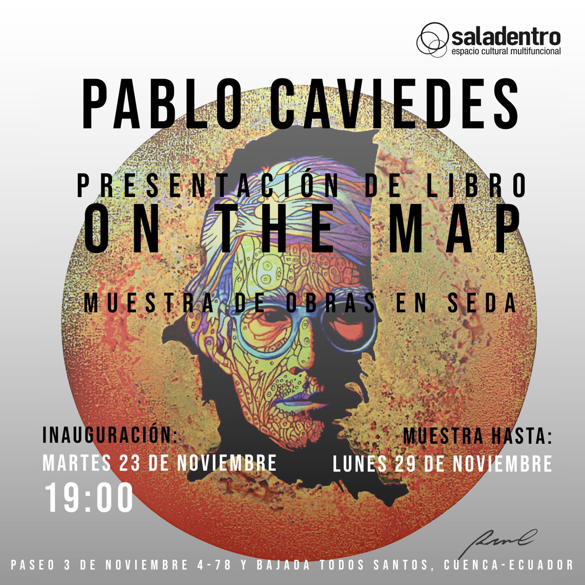 PabloCaviedes6's tweet photo. Dear friends in especially all those who love the good Art and Culture, are cordially invited to the presentation of my Book ON THE MAP, also the documentary Video and the Silk Art Exhibition at Cuenca - ECUADOR. https://t.co/IPFvQw3XX2