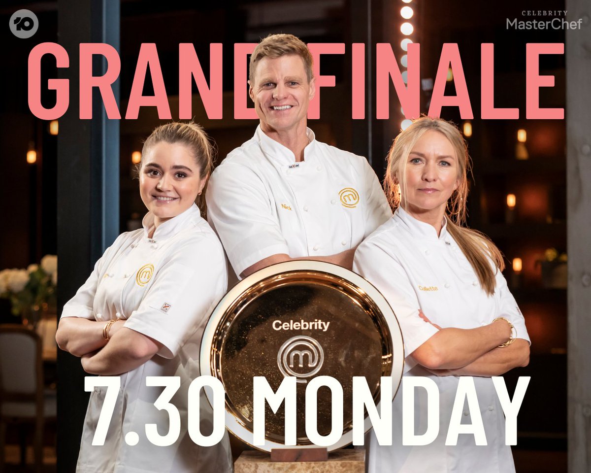 Only three celebs remain! Which one will win? 🏆

Celebrity #MasterChefAU Grand Finale 7.30 Monday on <a href="/Channel10AU/">Channel 10</a> and 10 play on demand.