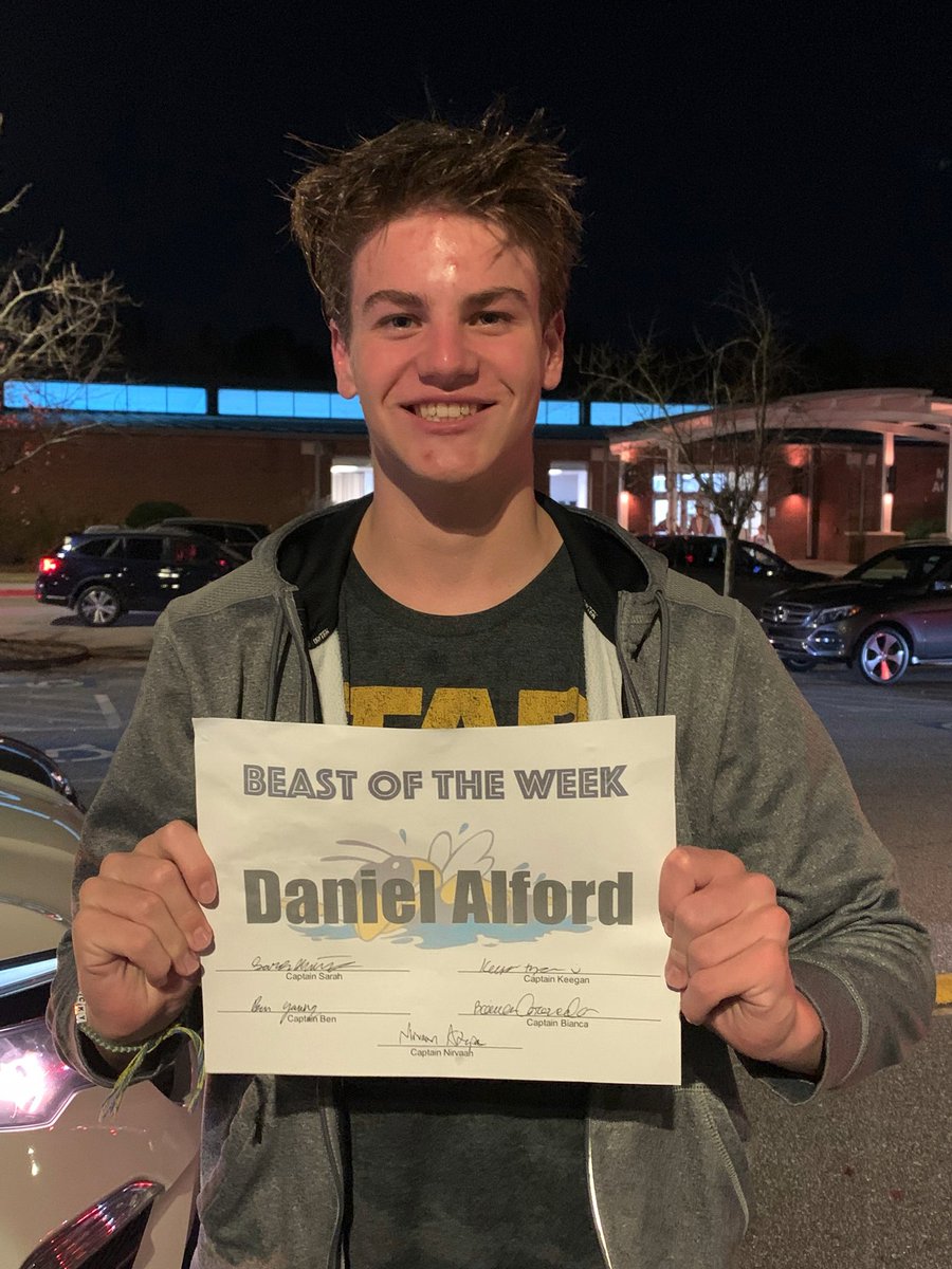 Congratulations to this semester’s first Beast of the Week, Daniel Alford! 

At the Warrior Invite, Daniel qualified for county in the 50 free with a time of 26.93! We are so proud of his hard work and dedication both in and out of the pool! Keep up with great work, Daniel 🐝