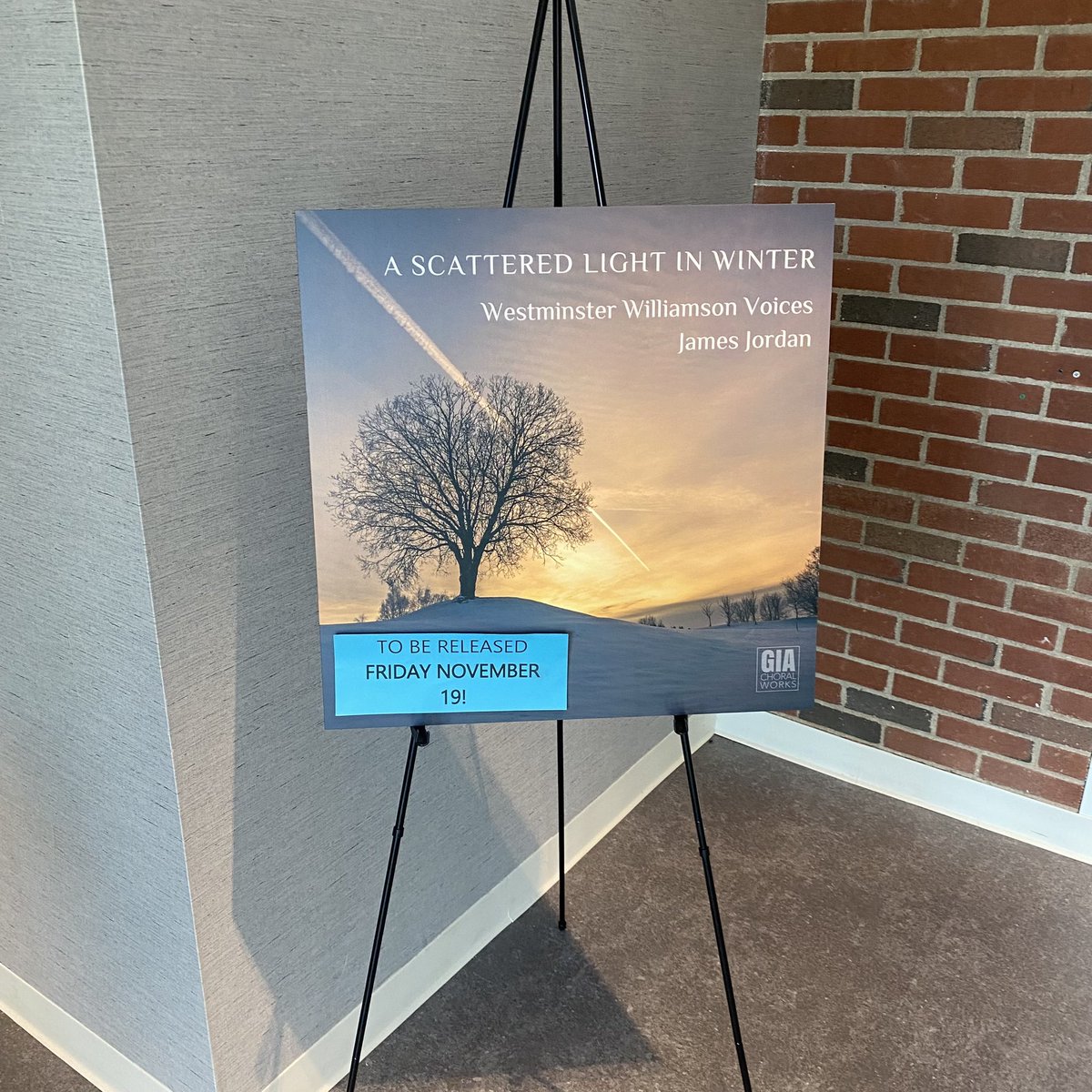 We want everyone ready for Friday release! Here is our poster in Gill Chapel Lobby <a href="/WCCNJ/">WestminsterChoirColl</a> @sarahrimkus @ThomasLaVoy <a href="/maglione_music/">Anthony J Maglione</a> <a href="/JamesWhitbourn/">James Whitbourn</a> <a href="/GIAPublications/">GIA Publications</a>