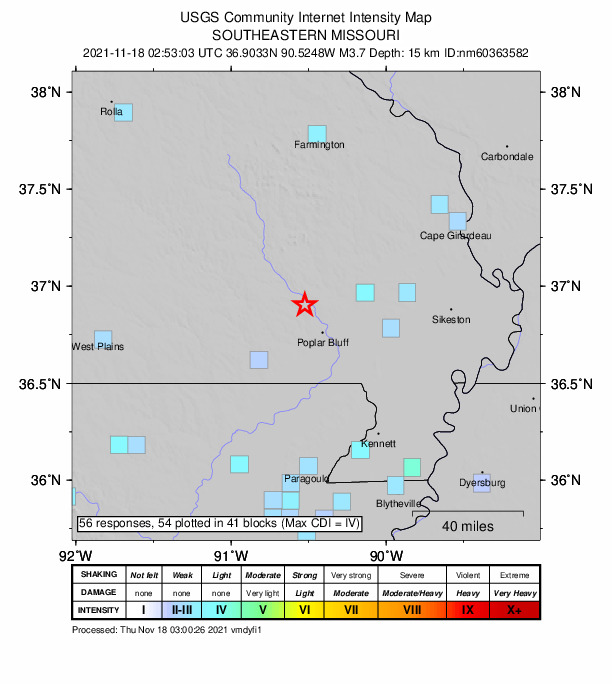 USGS Earthquake Notification System: M3.7 located 7 km SSE of Williamsville, Missouri. More information: earthquake.usgs.gov/earthquakes/ev…