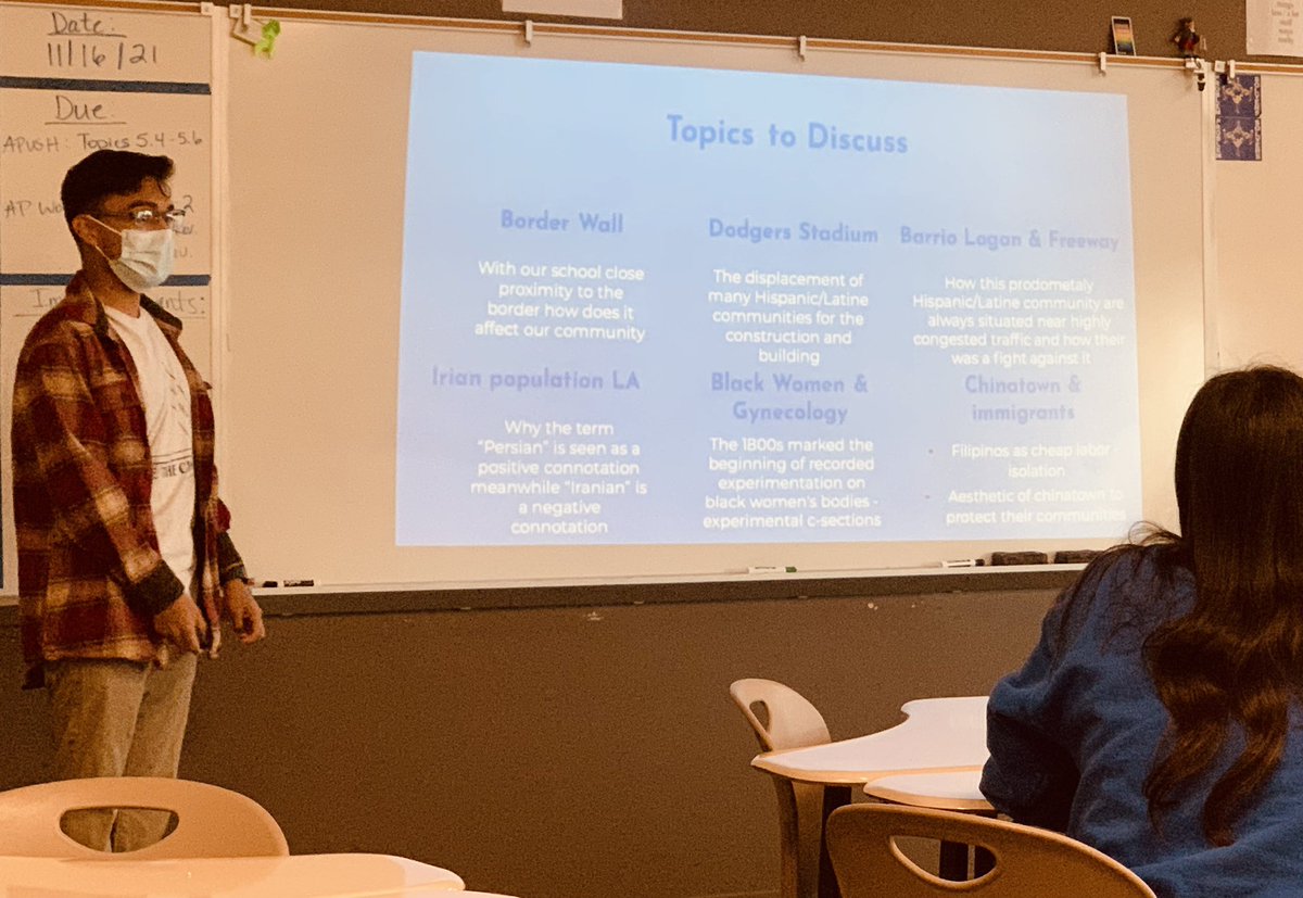 Hispanic Student Union President addresses history department about the importance of Ethnic Studies.  <a href="/smhs_principal/">Adam Dawson</a> <a href="/SMHSASB/">San Marcos High ⚔️</a> The dept. Is ready to audit our content and begin talks to create a course. #studentvoice #inspiration #HSU #SMHS #relationshipsmatter