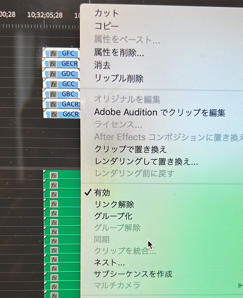 そしてPremiereでたまに起きる同期のグレーアウト なんでダメなのか原因がわからない… 何を直せばいいんですか？食生活とかですか？涙