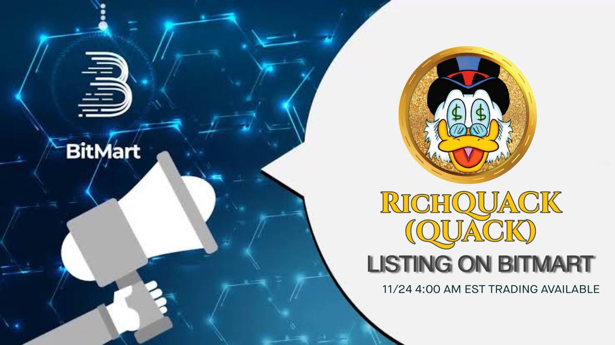 WanglinXcity's tweet photo. @binance @FCPorto Bitmart listing On 24 Nov !!! ,Already Listed on 3 exchanges Look at Quack past growth and don't miss the beautiful opportunity to ride Moon ✈️
Staking pool and Launchpad coming up
Fill your Bag with Quack Now !!!
 $Quack #DuckEraComing https://t.co/TbpuuzBbar