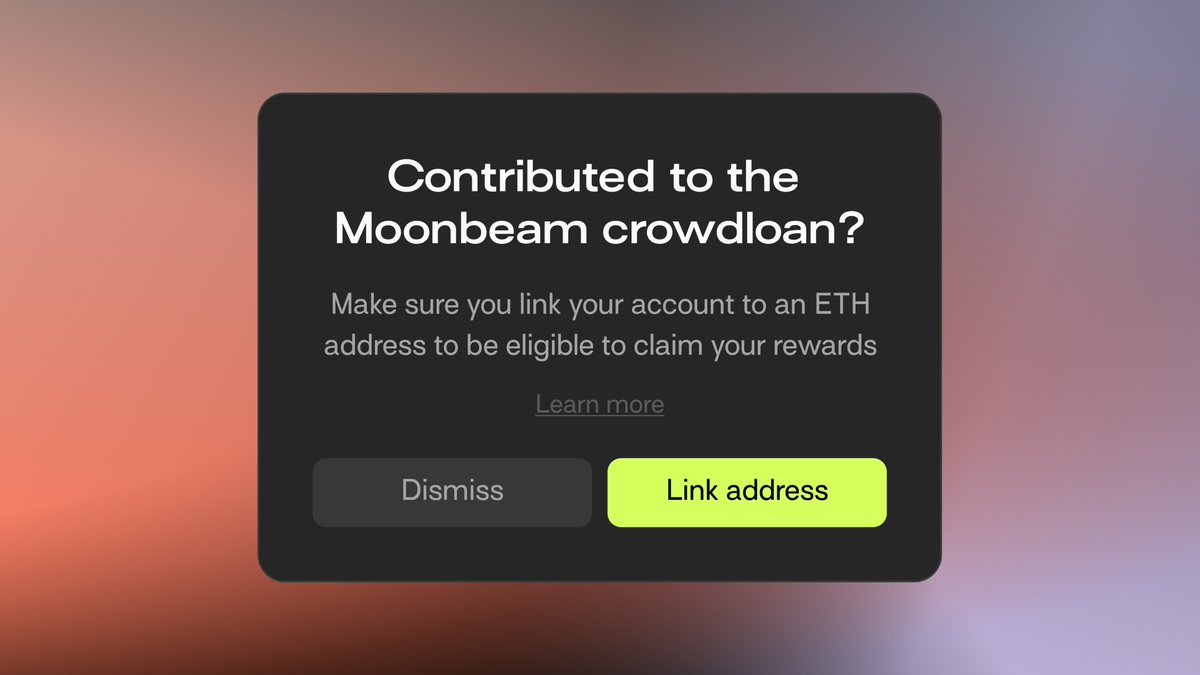 Don't miss out on those sweet, sweet Moonbeam rewards 🌜👁🌛

If you contributed to the recent <a href="/MoonbeamNetwork/">Moonbeam</a> crowdloan, you can double check to see if you've linked an Ethereum addresses using the Talisman web app

app.talisman.xyz