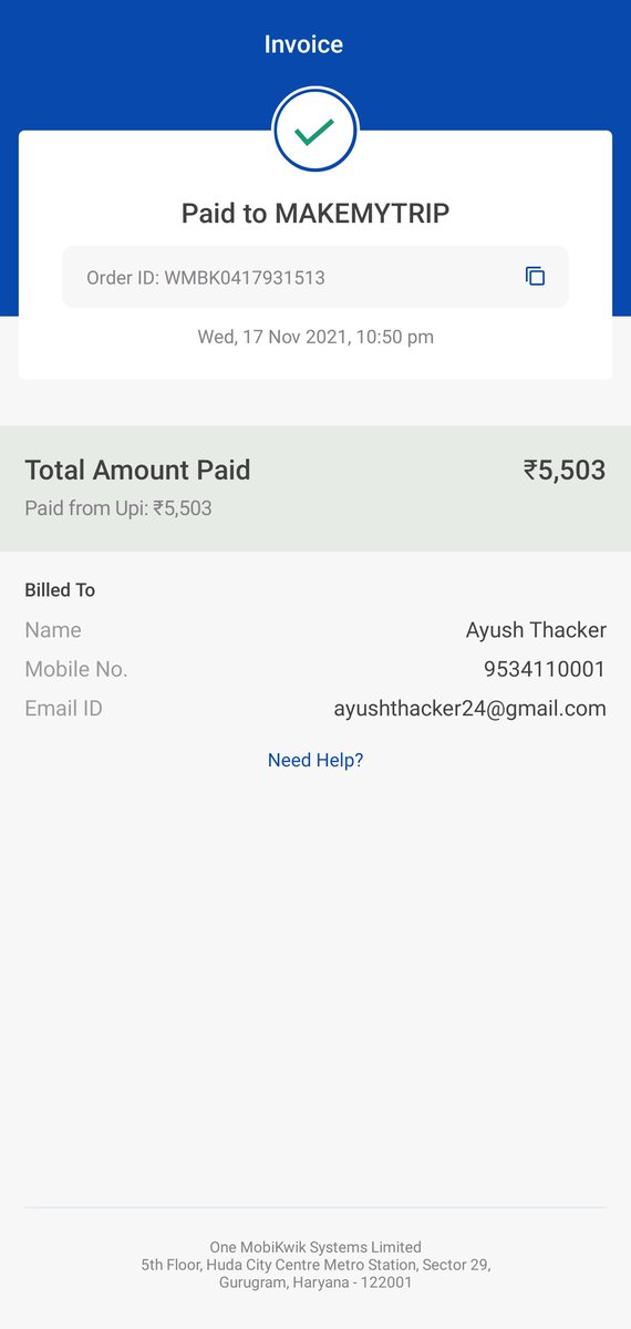 ayush_thacker's tweet photo. Very much unsatisfactory assistance from @makemytrip @makemytripcare @MakeMyTripIndia @MobiKwik
@MobiwikSupport Had made a booking yesternight, the amount got deducted for the same but no bookings being shown, no pending requests in the pipeline, no traces on the make my trip app https://t.co/c5rGJRurs2