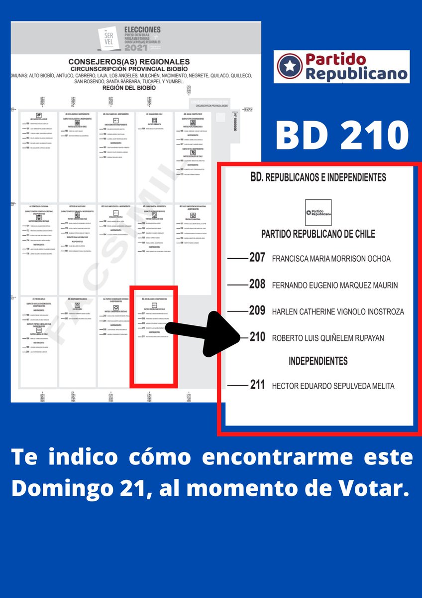 QuinelemRoberto's tweet photo. Este Domingo 21. No puedes faltar.
@DipCristobal
@arredondo_dorys
@makaweber
#AtreveteconKast
#VotaKastVota2
#KastEnPrimeraVuelta
#recuperemoschile🇨🇱💪💪💪
#Yoapoyoacarabinerosdechile #AtreveteconRobertoQuiñelem 
Distrito 21 https://t.co/U6CMBTaw48