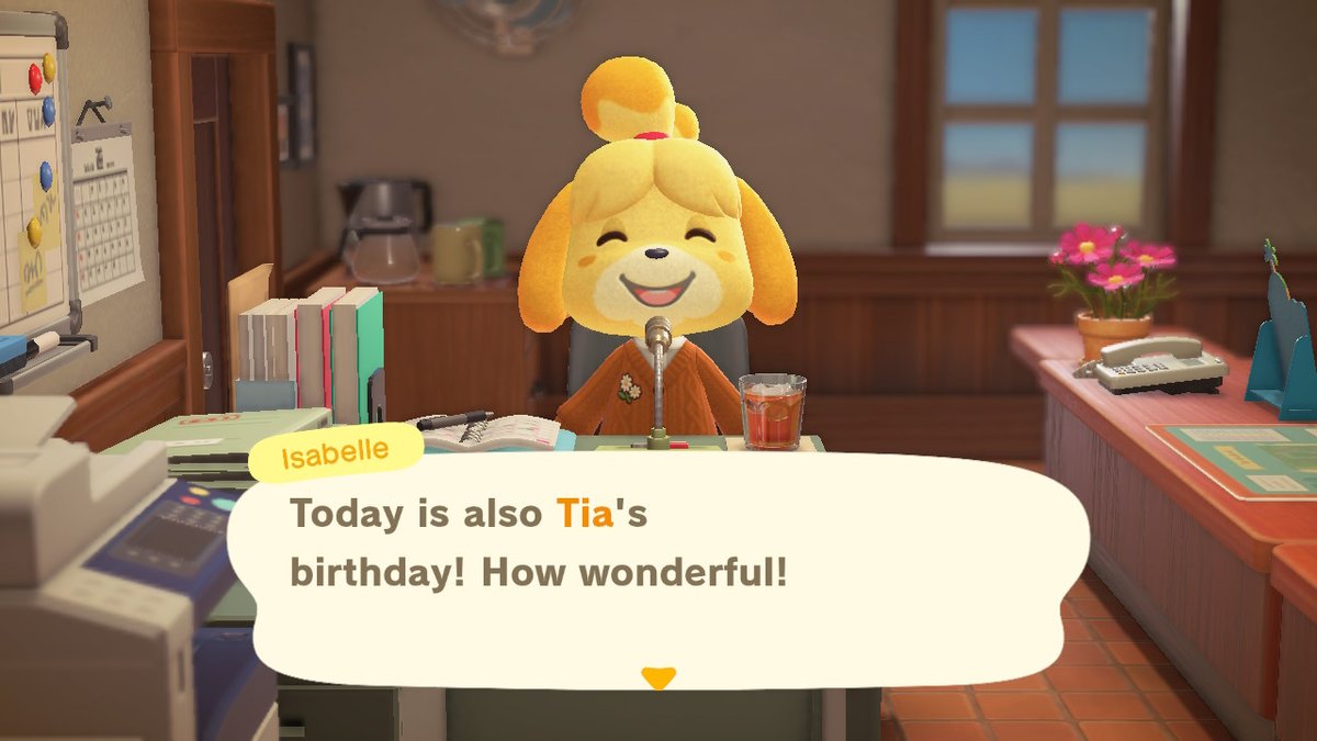nerdyacnh's tweet photo. Fast foward to celebrate Tia's birthday! (sidenote why is the flower on Lily's eyeball?) #AnimalCrossing #ACNH #CocoCity https://t.co/dDziEqcsUH