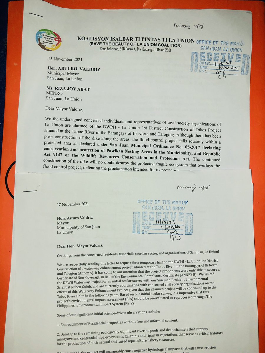 tinatonio's tweet photo. @oceana_ph We’ve just submitted our formal request to halt construction and to go through the EIA system. It seems that the proponents did not go through Barangay, Municipal, and Provincial. https://t.co/DiyjYgSBc6