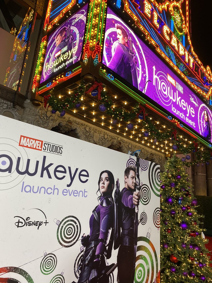 rachmeetsworld's tweet photo. A+ work on all the Christmas decorations at the #Hawkeye launch event https://t.co/iLmvPwyG16