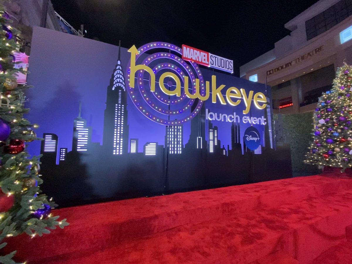 rachmeetsworld's tweet photo. A+ work on all the Christmas decorations at the #Hawkeye launch event https://t.co/iLmvPwyG16