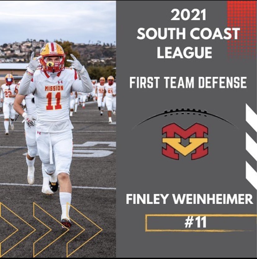 Also, blessed to be named All South Coast League first team defense! Thank you to all the coaches that recognized the work I put in before and during the season! <a href="/missionfootball/">MissionViejoFootball</a>