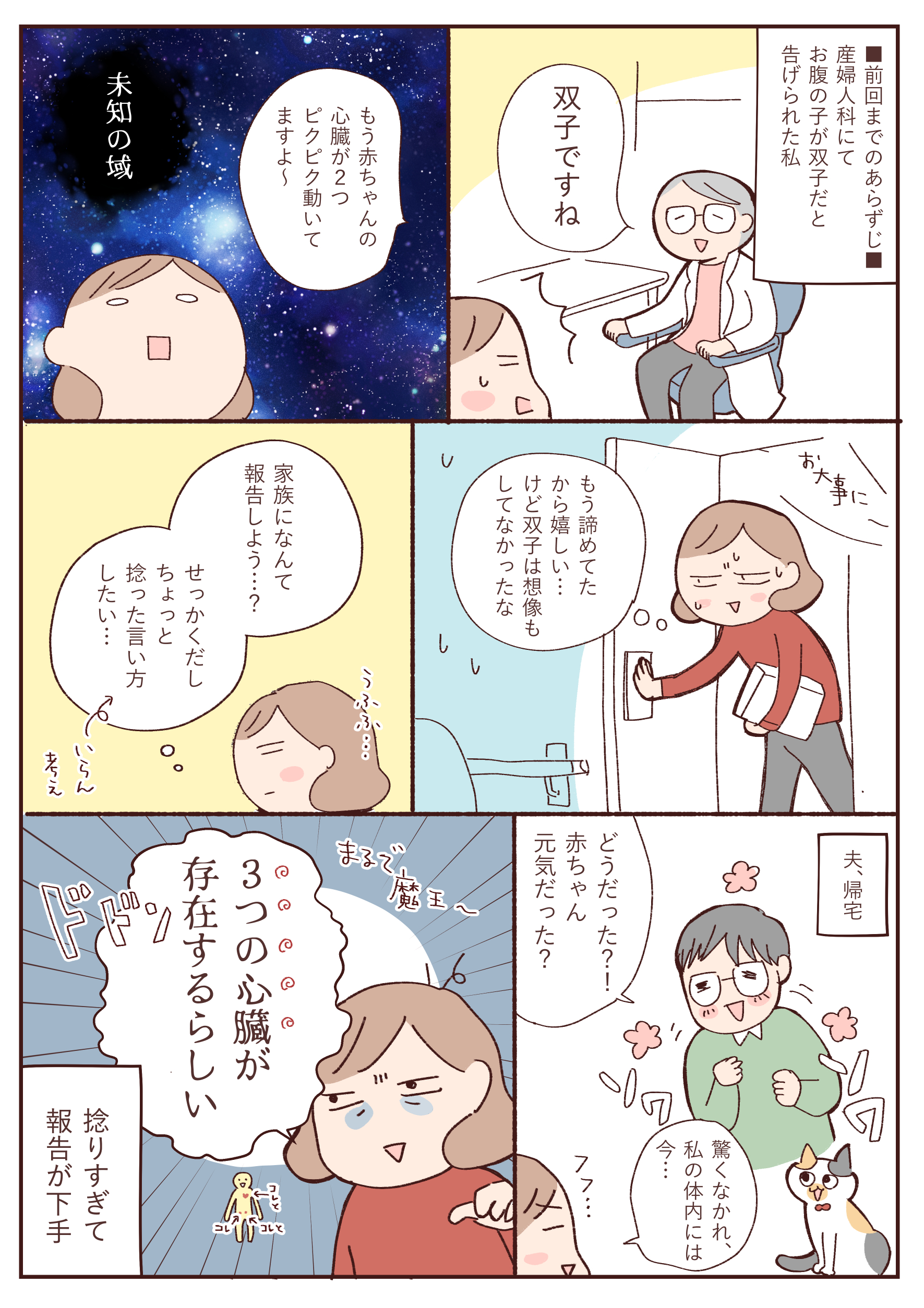 オキエイコ 双子育児産休中 ふたご妊娠漫画 家族への報告 面白いこと言ってやろうと捻って厨二病になってしまう病 T Co Cw8a9ewfnc Twitter