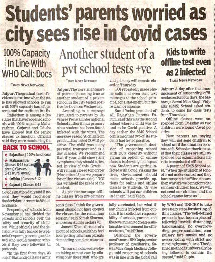 AllRajasthanPr1's tweet photo. @ashokgehlot51 @GovindDotasra #COVID19 से बचाव हेतू #school ko #Onlineclass का option भी जारी रखना चाइये। #rajeduofficial सभी schools को इसके लिए बाध्य करे। @ArachanaG @parulkulsTOI @vijaysharmahnd @lalitverma510 @SangeetaBeniwa3 @BharatD49904454 @1stIndiaNews @RajCMO @ANI https://t.co/oTMTPiHFsD
