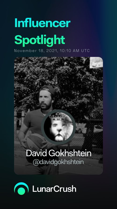 ngngtin3's tweet photo. Influencer Spotlight: @davidgokhshtein

Influencer Rank: 4
Engagement Rank: 7
Follower Rank: 473
Volume Rank: 438

https://t.co/CgWW2VWqxd #LunarCrush #LunarShare https://t.co/hpwZsGLSr6