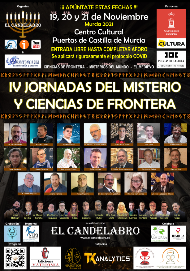 Puertasdcastill's tweet photo. IV JORNADAS DEL MISTERIO Y CIENCIAS DE FRONTERA Viernes 19/11/2021 (Tarde), Sábado 20/11/2021 (Mañana y Tarde)  y Domingo 21/11/2021  (Mañana y Tarde) en el C.C Puertas de Castilla . Entrada Gratis     #jornadasdelmisterio #PuertasdeCastilla #FernandoMullor #IVjornadasdelmisterio https://t.co/lC9VJGRYU5