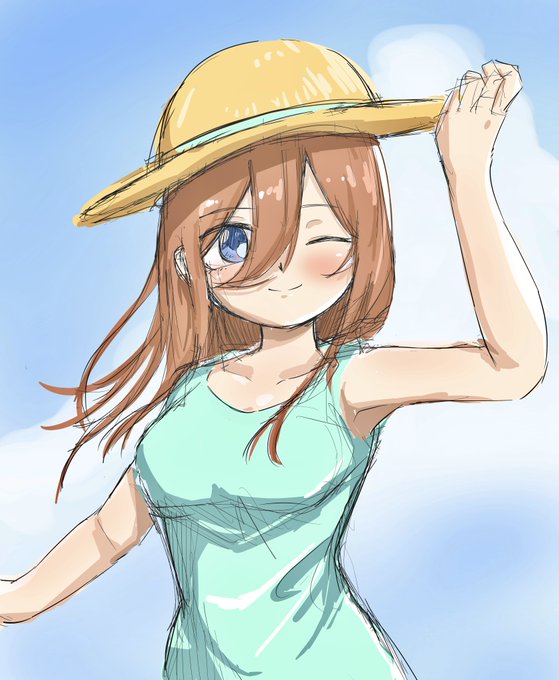 し　ろ　ねさんがTwitterに投稿した中野三玖(五等分の花嫁)のイラスト。