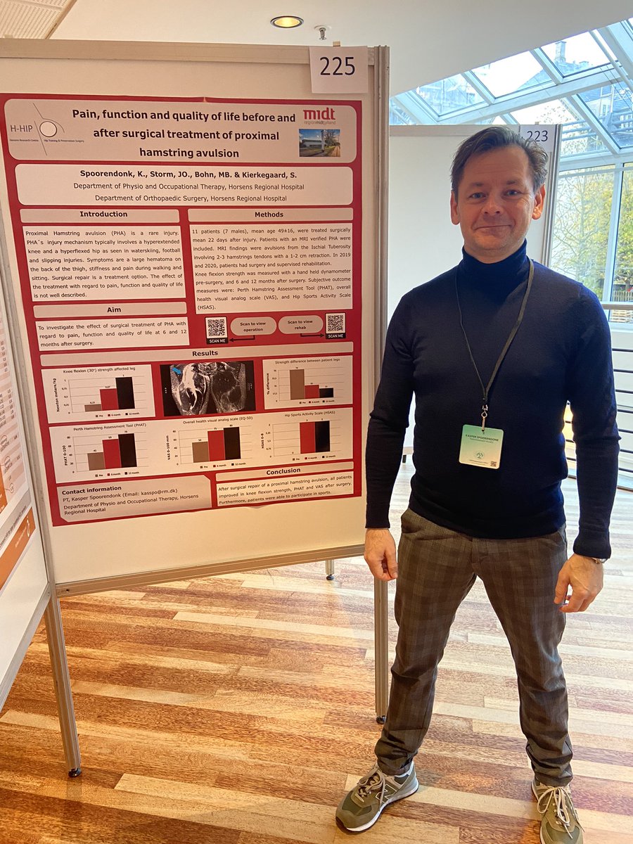 Kierkegaard_Si's tweet photo. Finally attending a congress on site again. Here’s Kasper Spoorendonk presenting our results of surgical treatment of hamstring avulsion #HHiP at #DOS2021. Study from Orthopedics and Physio and Occupational Therapy at @HorsensHospital https://t.co/s2EqfE4uXN