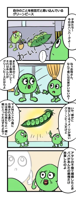 昔描いたグリーンピースの4コマ 