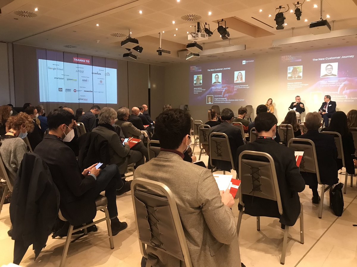 So happy to be back at in-person events! Today we are attending the <a href="/RetaiI_Italy/">Retail_Institute</a> “Retail Tomorrow” event for presenting the first results of the #research #project on “#Sensors and #AI in #Retail”