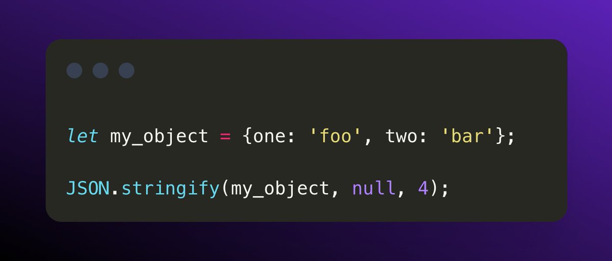 danmatthews's tweet image. Did you know JSON.stringify has pretty-printing built in? I didn't until recently.
The third argument is the number of spaces it will indent nested data by - wrap the output in a &lt;pre&gt; tag and away you go!
Works great in @sveltejs and others.