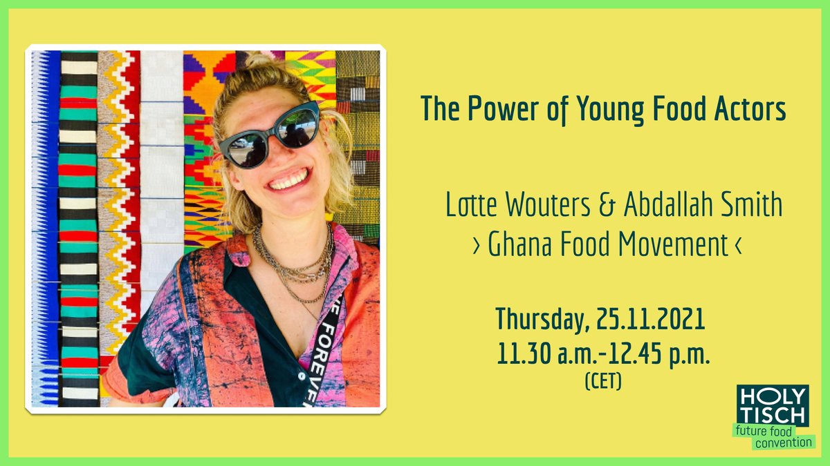 HolyTisch's tweet photo. Tune in next week to hear @LotteWouters  &amp; Abdallah Smith talk about their grassroot movement and Ghana's current and future food system!

Get your free ticket: https://t.co/mHUSaBI150 https://t.co/YNA4ngNRv5
