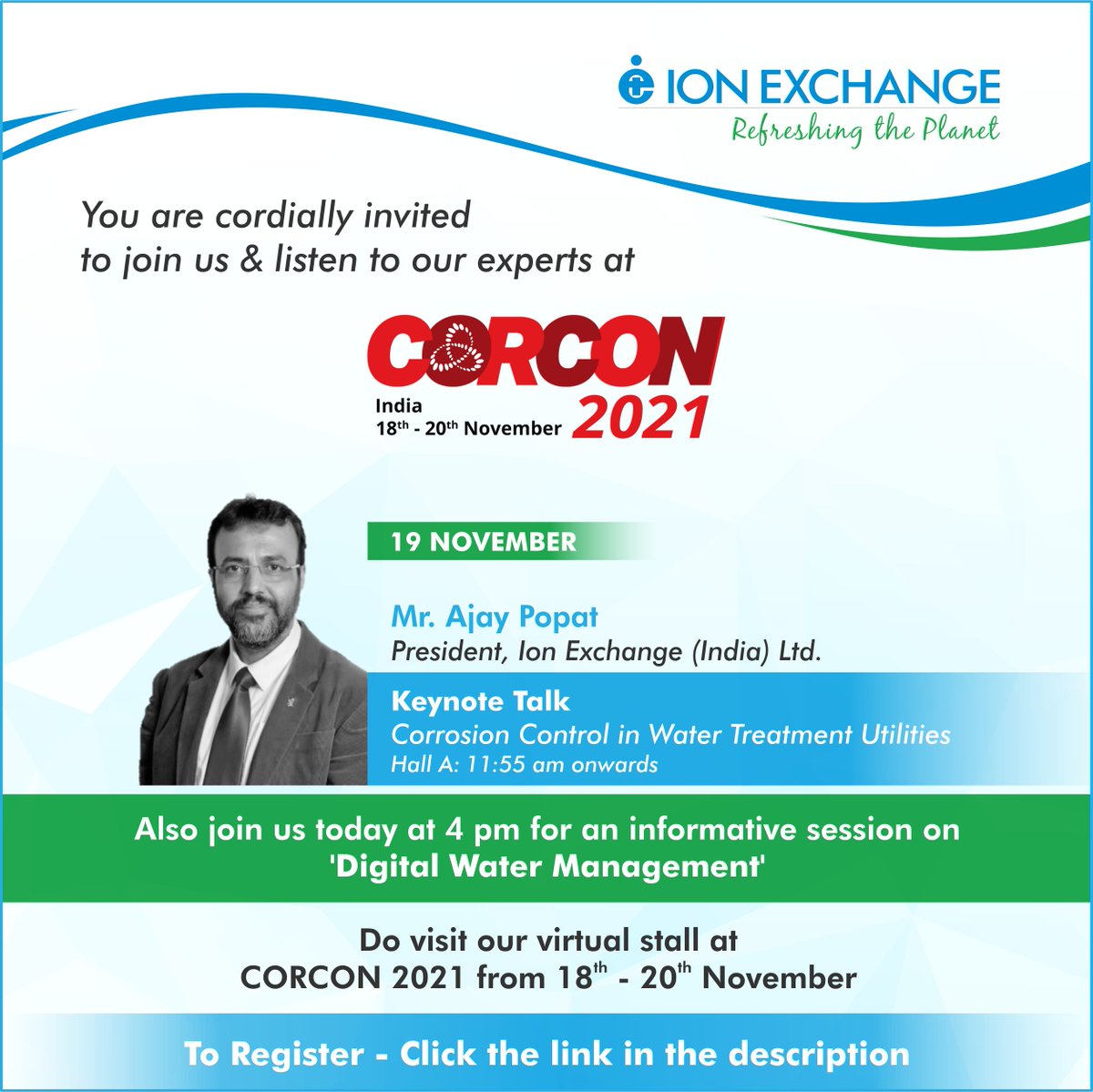 IEI_Ltd's tweet photo. Don't miss out the opportunity to e-connect and listen to our experts sharing thoughts on Corrosion Control in Water Treatment Utilities and presenting our expertise in #DigitalWaterManagement at #CORCON2021
Register now:https://t.co/vbJV1nUOQ3
#virtualexhibition #corcon2021 https://t.co/B1wyJ5ySkX