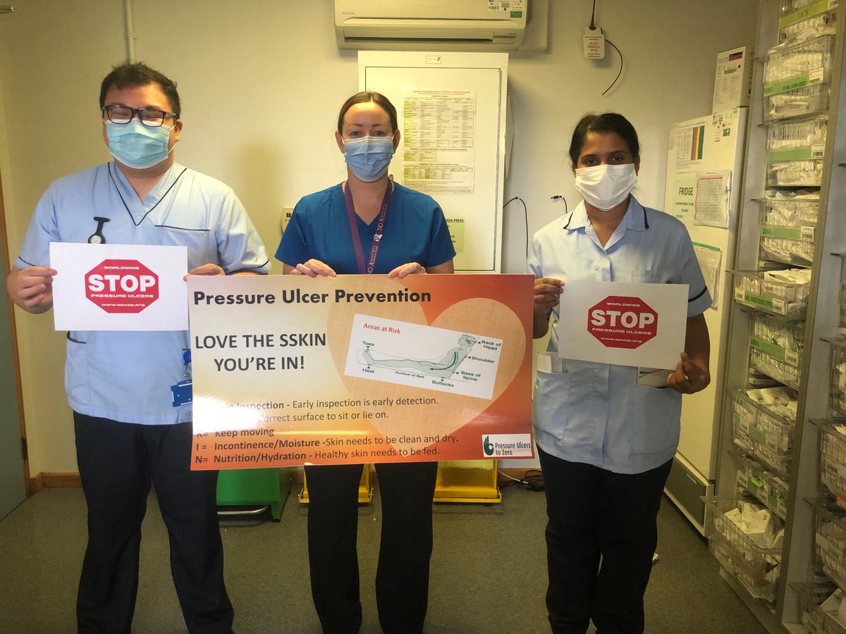 stjamesdublin's tweet photo. 95% of #PressureUlcers are preventable!
For #PressureUlcerAwarenessDay St James's Hospital staff are promoting the #SSKIN model
Make sure you're familiar with the #SSKIN model and remember, #ItTakesATeam #ToStopThePressure https://t.co/8HZ6Xwgigh