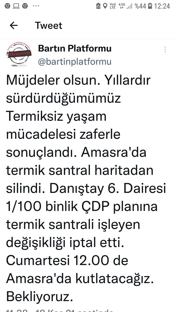 ozer_akdemir's tweet photo. Günün güzel haberi  @bartinplatformu'ndan geldi. Amasra'da yapılmak istenen termik santral projesi yıllardır verilen kararlı mücadelelerin sonunda haritalardan da silindi. 👍✊✌️ https://t.co/vdAv92uhlX