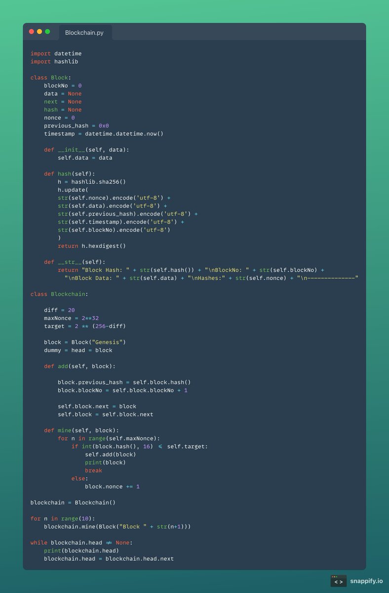 PrasoonPratham's tweet image. This is a blockchain made from scratch in ~50 lines of Python code.
