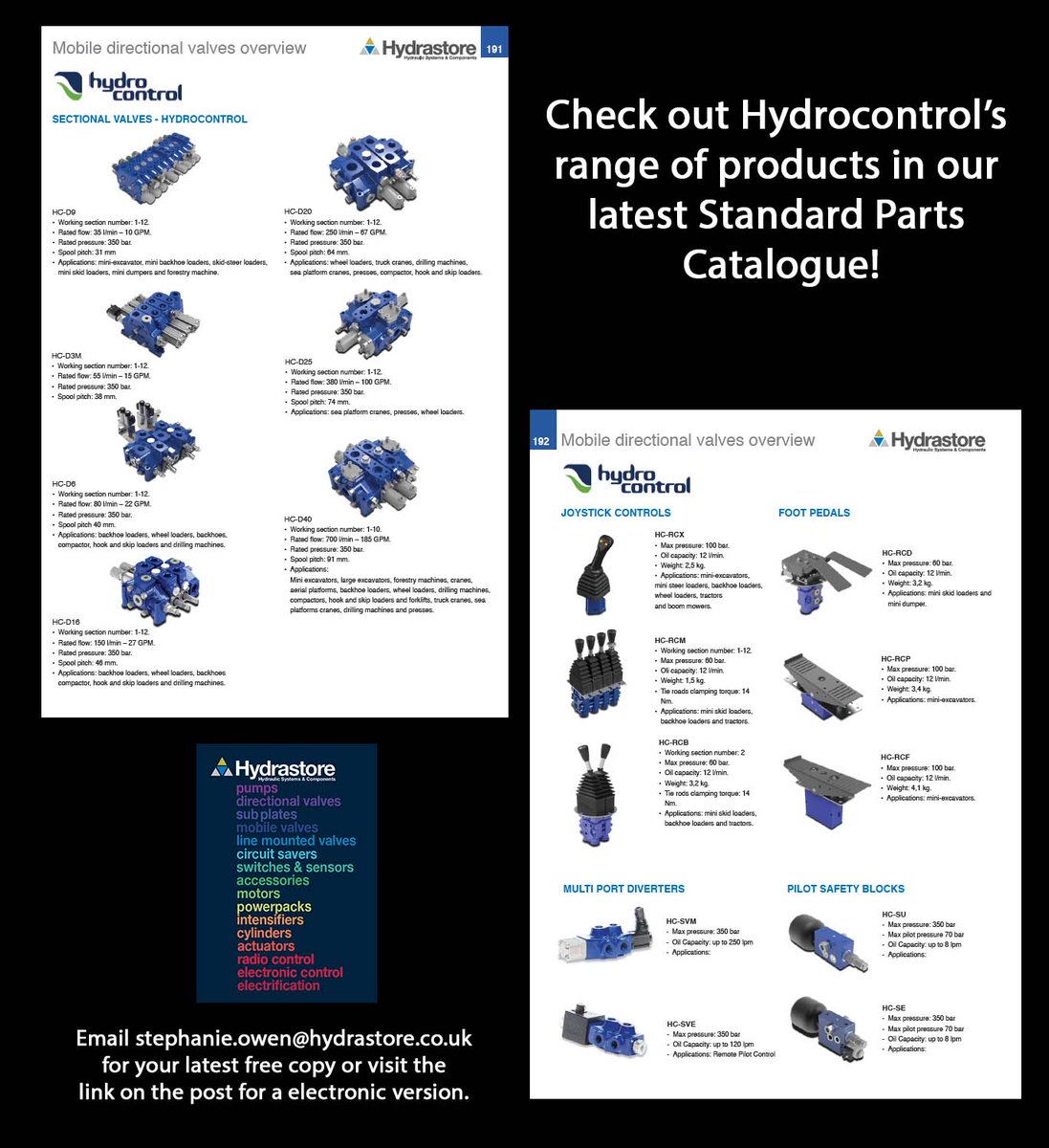 Hydrastore are exclusive UK distributors for the Hydrocontrol range of mobile valves and accessories.

For the electronic version of the Standard Parts Catalogue click on the link. lnkd.in/eDRm2-fu

#hydrocontrol #hydraulics #mechanical #components #mobilevalves