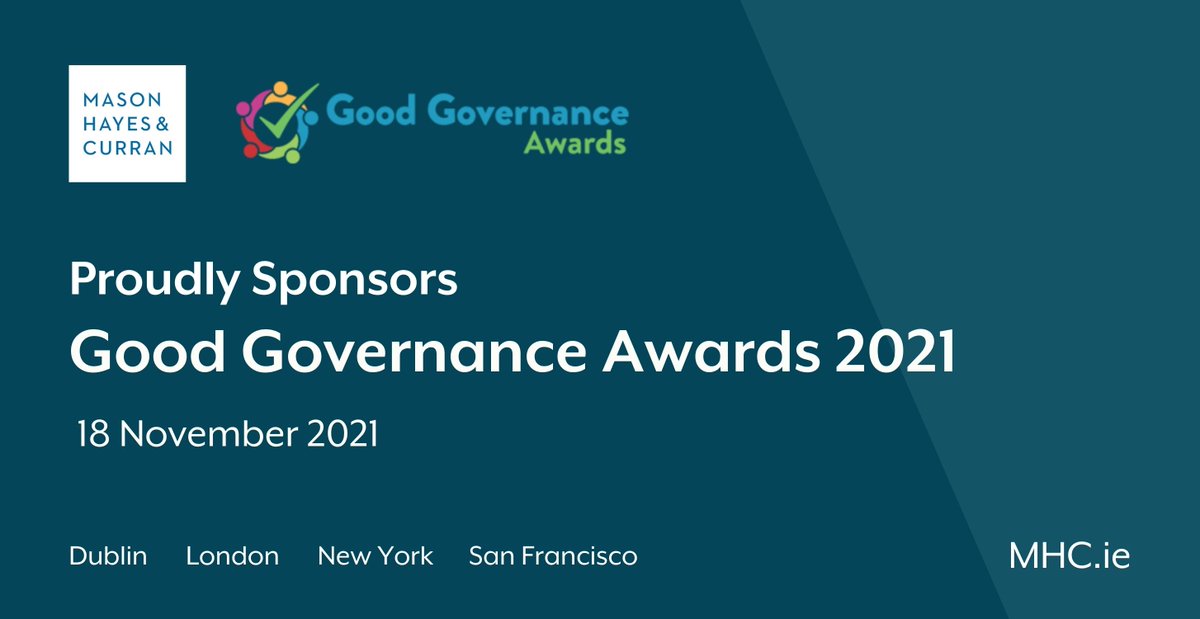 MHCLawyers's tweet photo. Wishing the very best of luck to all of those entered in the 2021 Good Governance Awards, taking place later today.

The Award ceremony will be held at 4:30pm and aims to recognise and encourage adherence to good governance practice by charities and not-for-profits in Ireland. https://t.co/yYjwld8Fmk