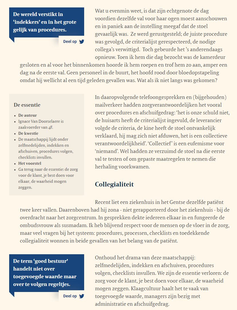 thomas_spaas's tweet photo. Schrijnende column https://t.co/aZWCYIAND7 

Zoveelste teken dat in de zorg, in ons onderwijs, enz, procedures het halen op mensen. Op waar het echt om draait.

Nog schrijnender: de voorspelbare reactie bij velen, om dan op de pianist te schieten. Het Belgische stockholmsyndroom. https://t.co/O2hZw4blzW