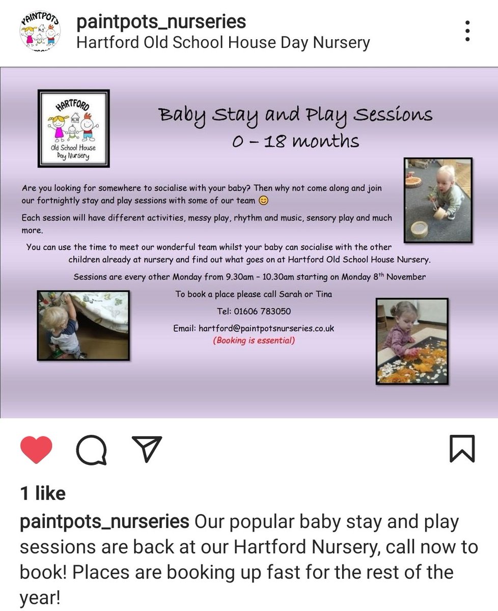 HartfordNursery's tweet image. These sessions are booking up fast and have been a real hit with new parents and their babies and toddlers!! #childcare #families #earlyyears #nurseries #stayandplay #Northwich #cheshire #hartford
