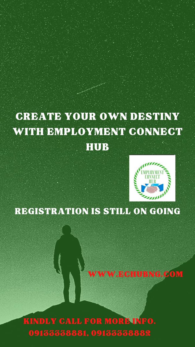 ECHubGE's tweet photo. |Employment Connect Hub|
Attacking Unemployment In West Africa| Visit Our Website https://t.co/qbHCuetNWO or https://t.co/iXOJQZ8ZaF for more Information.
#EmploymentConnectHub #ECHubng #ECHub #Africa #Employmentopportunities #WestAfrica #GhanaEmpire https://t.co/qMso5d26rW