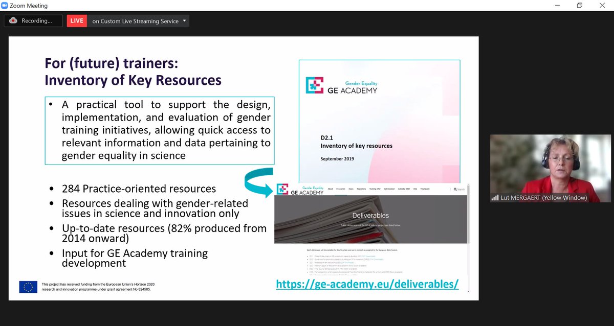 GEAcademy_eu's tweet photo. 🔴Final Event updates!

@MyYellowWindow research director and leader of the scientific coordination of the project, Lut Mergaert, discusses the sustainable outcomes of GE Academy, that will be valuable resources for gender trainers.

#GEAcademy #gendercapacitybuilding #EU #H2020 https://t.co/1xqV6C4G6Z